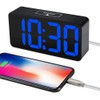 DreamSky LED digital alarm clock with USB charging port, large