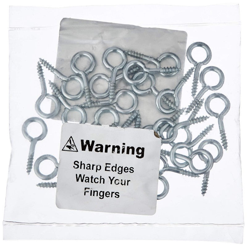 Merriway BH00102 (30 Pcs) Screw-In Eyes, Bright Zinc Plated Steel