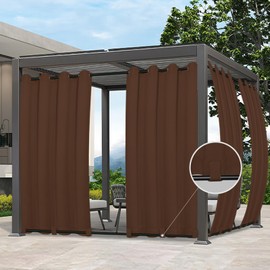 Easy-Going Outdoor Curtains Waterproof Windproof Weatherproof Curtain for Patio, Cabana, Porch, Pergola and Gazebo, Grommet Top and Tab Bottom Drape, 1panel, 54x96 inch, Brown