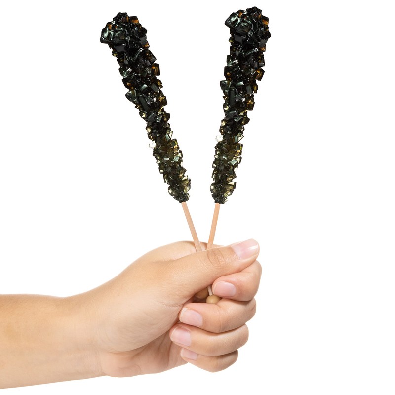 Black Rock Candy Sugar Sticks - Black Cherry Flavored -