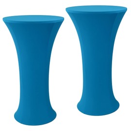 Jeloris 2 PCS 24x43 Inch Lake Blue Round Cocktail Table Cover Stretchable Elastic Spandex Tablecloth Fitted for Party, Wedding, Banquet and Bar