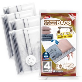 TAILI Vacuum Bags for Clothes with Long Zip, Pack of 4, Extra Large 100 x 70 cm Vacuum Bags for Duvets, Blankets, Space, Saving Storage Bags for Travel and Daily Storage
