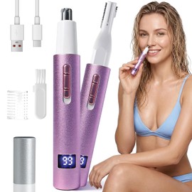 Yunmiss Recortadora de pelo de cejas y nariz con pantalla LED, para hombres y mujeres, 2026 recargable, 2 en 1, sin dolor, recortadora de pelo facial y oídos con potente motor y cuchillas de doble