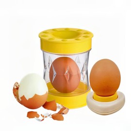 Hard-Boiled Egg Peeler Tool with Egg Piercer – Easy Shell Remover Set for Perfectly Peeled Eggs, Kitchen Gadget for Cooking, Salads, Deviled Eggs, and Breakfast Prep (yellow)