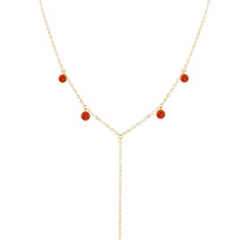 Carnelian Boho Y Necklace in 14k Gold Fill