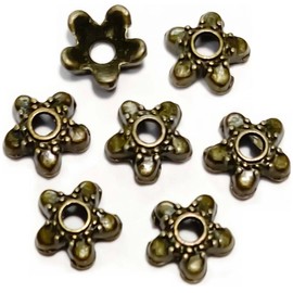 Heather's Cf - Tapones de abalorio de latón con estrellas, 500 unidades, de plata envejecida, para pulseras, collares, aretes, suministros de fabricación de joyas, accesorios para abalorio redondas de
