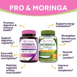 Doctor's Recipes Doctor's Recipes Moringa 11,000 mg Strength 90 Caps and Women's Probiotic Bundle 120 Caps