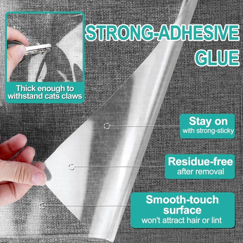 Lovinch [Thicken Vinyl] Anti Cat Scratch Furniture Protector, Single-Sided 160"x12.4"