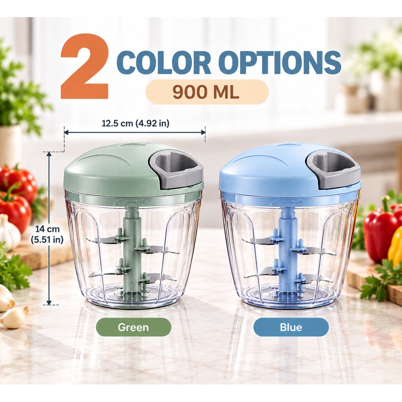 900ml Manual Food Chopper for Meal Prep – Stainless Steel