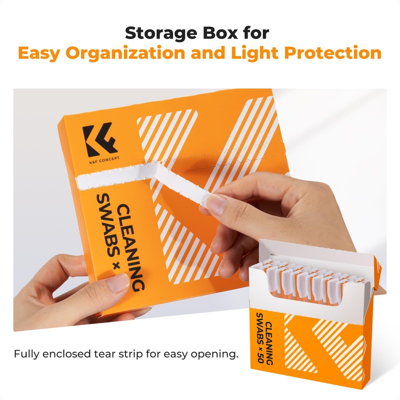 K&F CONCEPT Foam Cleaning Swabs, Individually Wrapped Foam Sticks for