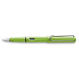 Lamy Safari Fountain Pen, Medium Nib + 5 Black Ink Cartridges (Green)
