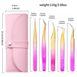 Sangpumsangseoseoljeomchamjo 5 속눈썹 핀셋 연장 볼륨 도구 스트랩 팩 스테인레스 스틸 Sharp Ey 5 Eyelash Tweezers Extension Volume Tool Strap Pack Stainless Steel Sharp Ey [Pink]