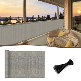 SUNNY GUARD 2.5/2.6/3/3.3/4/5/6/8 Balcony Privacy Screen Fence, Apartments Railing, Heavy Duty Wind Block Screen for Outdoor,Porch,Patio,Deck Privacy,3'x10' Brown-Grey（We Make Custom Sizes）