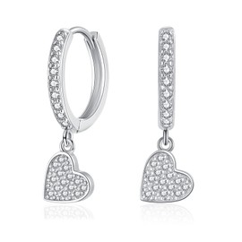 Estrellique 925 Sterling Silver Hoop Earrings for Women, Hoop Earrings Silver 925 Earrings Hanging, Hypoallergenic Hoop Earrings with Cross Eight-Tone Star Heart Pendant, Hoop Earrings with Zirconia,