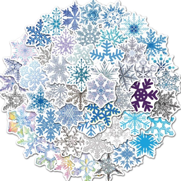Snowflake Stickers for Water Bottle, Winter Christmas Snowflakes for Laptop,