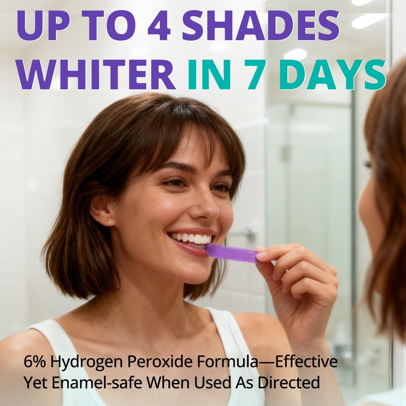 SAKYPRORAL Purple Whitening Strips, 90-Day Long-Lasting Results, Enamel Safe &