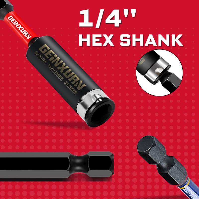 Geinxurn 8PACK Torsion Impact Bit Holder,Magnetic Extension Locking Socket Drill