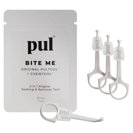 The Pultool Paquete PUL de 4 alineadores reutilizables 2 en 1, herramienta masticable y de extracción: compatible con Invisalign, aparatos removibles, retenedores y bandejas. Fácil de usar.