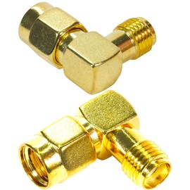 Fohevers 2 Pcs RP-SMA Female to RP-SMA Male 135 Degree Adapter RP SMA Connector RF Coaxial Coax Adapter for Antenna Radio WiFi Router FPV Dron Mobile