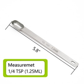 BERYLER 2PCS 1/4tsp (1.25ml) Single Measuring Spoon, Stainless Steel Long Handle Individual Teaspoons Only