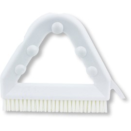 SPARTA Plastic Commercial Grout Brush, Triangle-Shaped Scrub Brush with Scraper and Two Threaded Holes for Attaching Handle (Sold Separately), 9 x 7 x 7 Inches, White