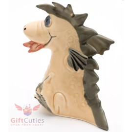 Porcelain smiling Dragon figurine handmade symbol of Happy New Year 2024