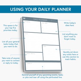 Daily Planner Desk Pad by Clear Mind Concepts® – A5 Size - 100 Undated Tear Off Sheets 120gsm Thick Paper - To Do Checklist Notes for Home Business Office Study Productivity Planning and Organising
