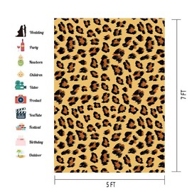 EOA 5(W) x7(H) FT Leopard Pattern Wild Photography Backdrop Black Brown Spots Stylish Leopard Skin Background Lady Bachelorette Party Banner Studio Props