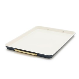 GreenPan Reserve Bakeware 13"x18" Half Baking Sheet Pan, Ceramic Nonstick Baking Pan, PFAS & BPA Free, Gold Handles, Durable Steel, Versatile & Space Saving Ovenware, Freezer to Oven Dish, Oxford Blue