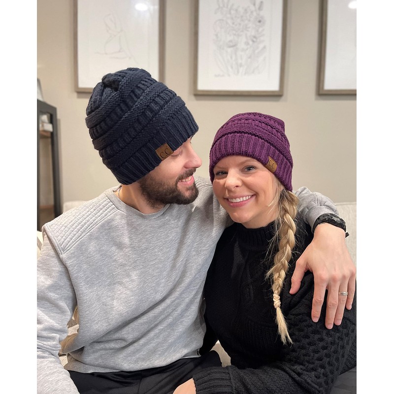 H-6020a-40 Gorro acanalado sólido - morado, talla única