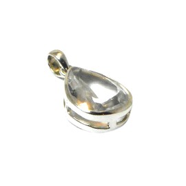 Art Gecko Teardrop Clear Quartz Sterling Silver 925 Gemstone Pendant