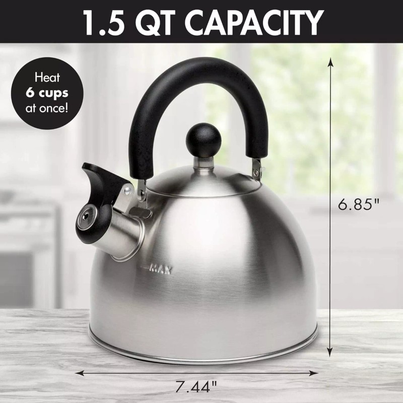 Primula Stewart Whistling Stovetop Tea Kettle Food Grade Stainless Steel,
