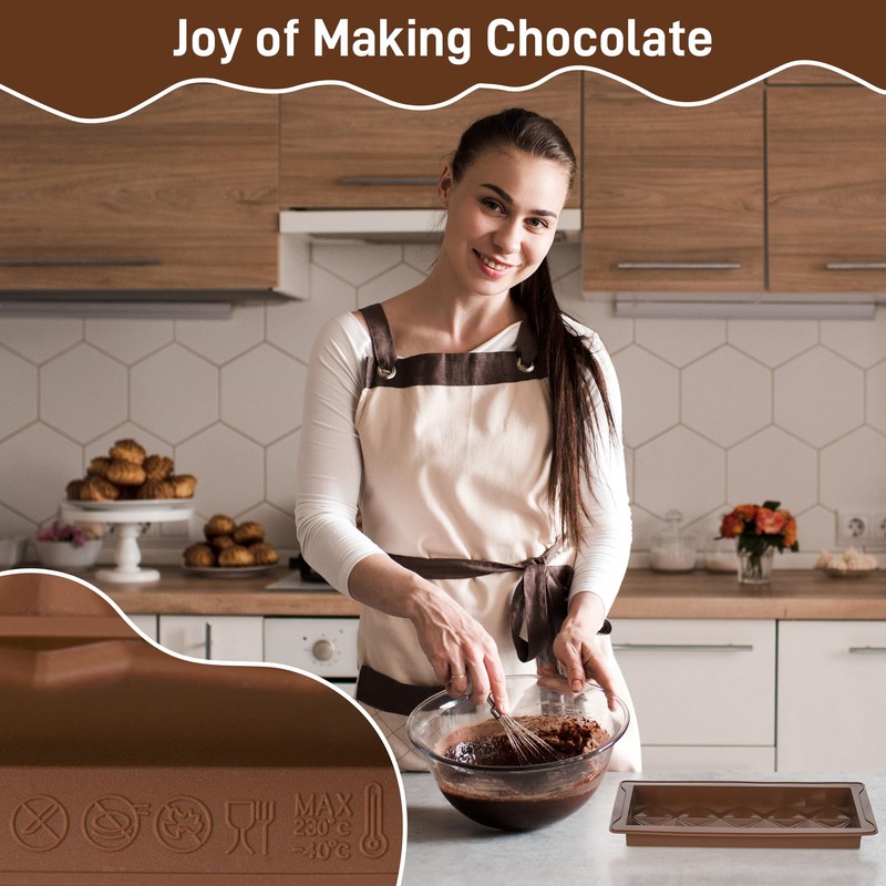 TranRantic 2 Pcs Deep Chocolate Bar Mold, Large Chocolate Molds