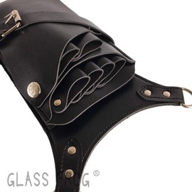 GLASS FROG Scissor Case, 6 Pieces, PU Leather, Storage Capacity and Lightweight, Hairdresser Trimmer (Black)