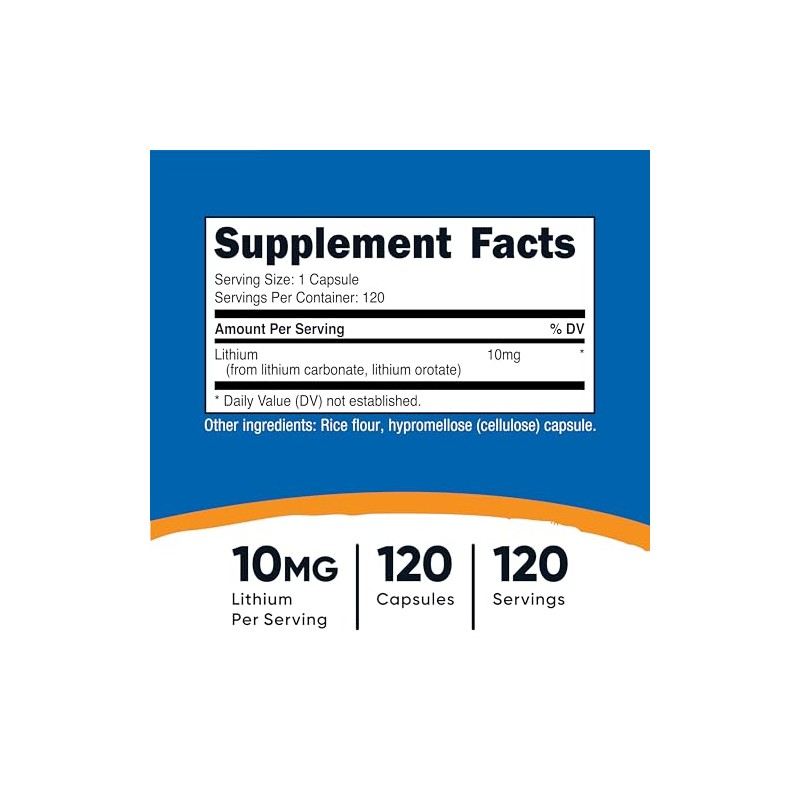 Nutricost Lithium Orotate (10mg) 120 Capsules - Vegan Lithium Supplement,