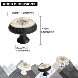 Elohiym 6 Pack Black Drawer Pulls Knobs, Vintage Nautical Compass Cabinet Knobs Crystal Glass Dresser Knobs for Kitchen Bathroom Hardware