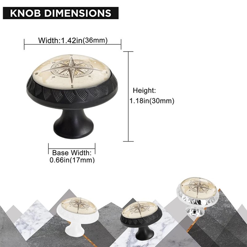 Elohiym 6 Pack Black Drawer Pulls Knobs, Vintage Nautical Compass
