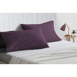 Set of Two Oversized Superhuge Pillow Case - Cover - 100% Egyptian Cotton, 600 Thread Count Sateen, (Size 31 x 40) (31 X 40, Plum)