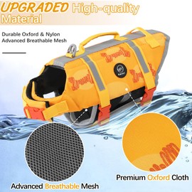 EMUST Dog Life Preserver, Dog Flotation Vest for Swimming, Beach Boating with High Buoyancy, Dogs Flotation Vest for Small/Medium/Large Dogs, M, OrangeBone