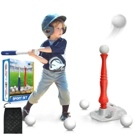 EagleStone T Ball Sets for Kids 3-5, 5-8, Tee Ball Set for Toddlers, Baseball Outdoor Toy Includes 6 Large Balls, Adjustable Teeball Batting Tee, Tball Games for Boys & Girls, Kids Ages 3-12 Years