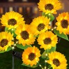 2 Pcs Solar Sunflower Lights, Stake Lamp with 6 Sunflower,