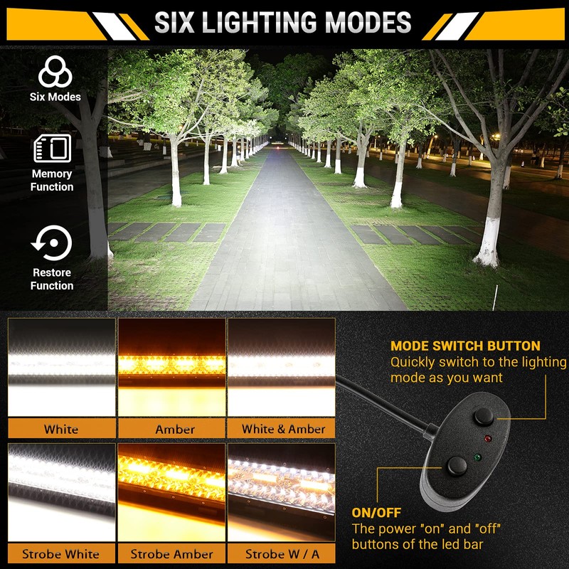 Auxbeam 20 Inch LED Light Bar 420W 6 Modes Amber