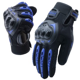 UHEREBUY Motorcycle Gloves Touch Screen Full Finger Riding Gloves Knuckle Protection for Men and Women for Dirt Riding, Road Racing, Cycling, Climbing Work Outdoor Sports (Blue M)