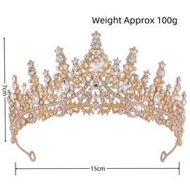 Gold Crystal Wedding Tiaras Women Tiara Bride Crowns Royal Queen Headband Princess Headpieces for Birthday Prom Pageant Graduate Costume Party Wedding Dress Accessories