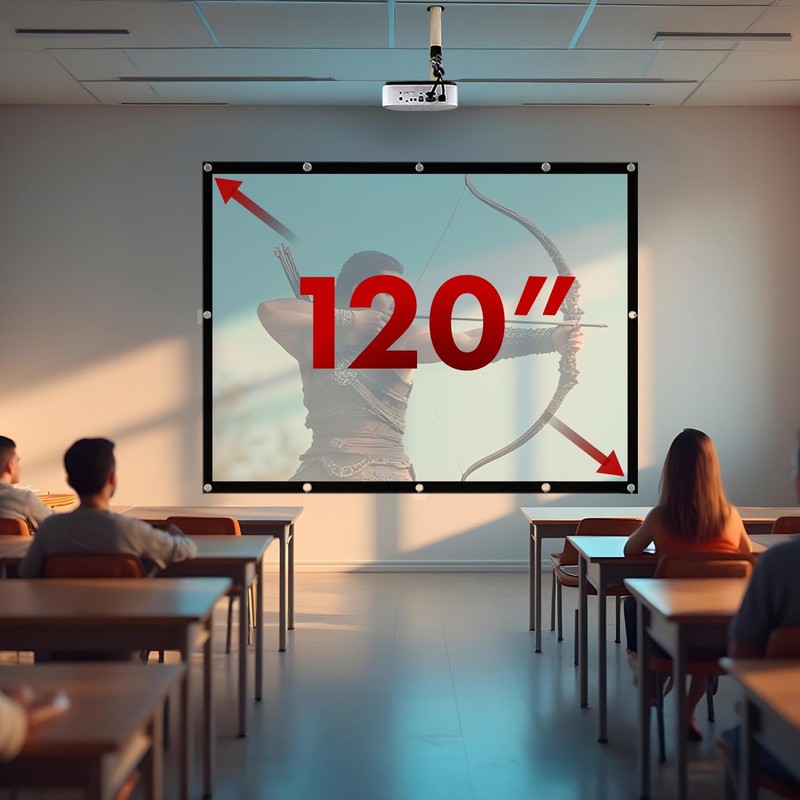 Maclean Portable Projection Screen - High-Quality Polyester Screen with 25