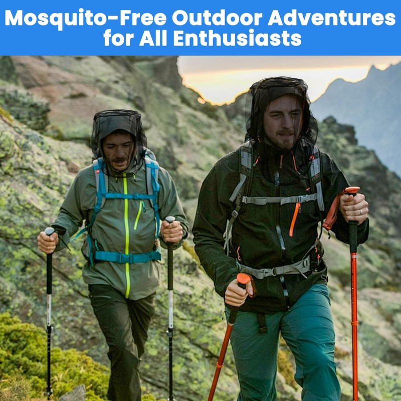 2 Pack GuoluvSoo Mosquito Head Nets with Drawstring, Premium Bug