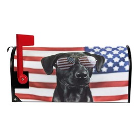 senya Mailbox Cover Magnetic for American Independence Day July 4th Standard Size, American Flag Star Black Lab Dog Letter Post Box Cover Home Garden Decoration