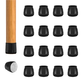 16pcs Round Chair Leg Floor Protectors, Felt Pads Chair Leg Protectors for Hardwood Floors, Silicone Chair Leg Cups Covers Felt Pads, Prevents Scratches & Reduce Noise, Black, X-Small