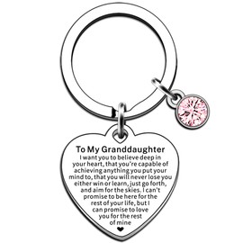 AMZQ Granddaughter Gifts Inspirational Keyring Gifts for Granddaughter Graduation Birthday Christmas Gifts