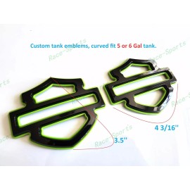 Custom 2Pcs Set Gloss Black Green Double Layer Harley CVO Custom Tank Emblems Badges
